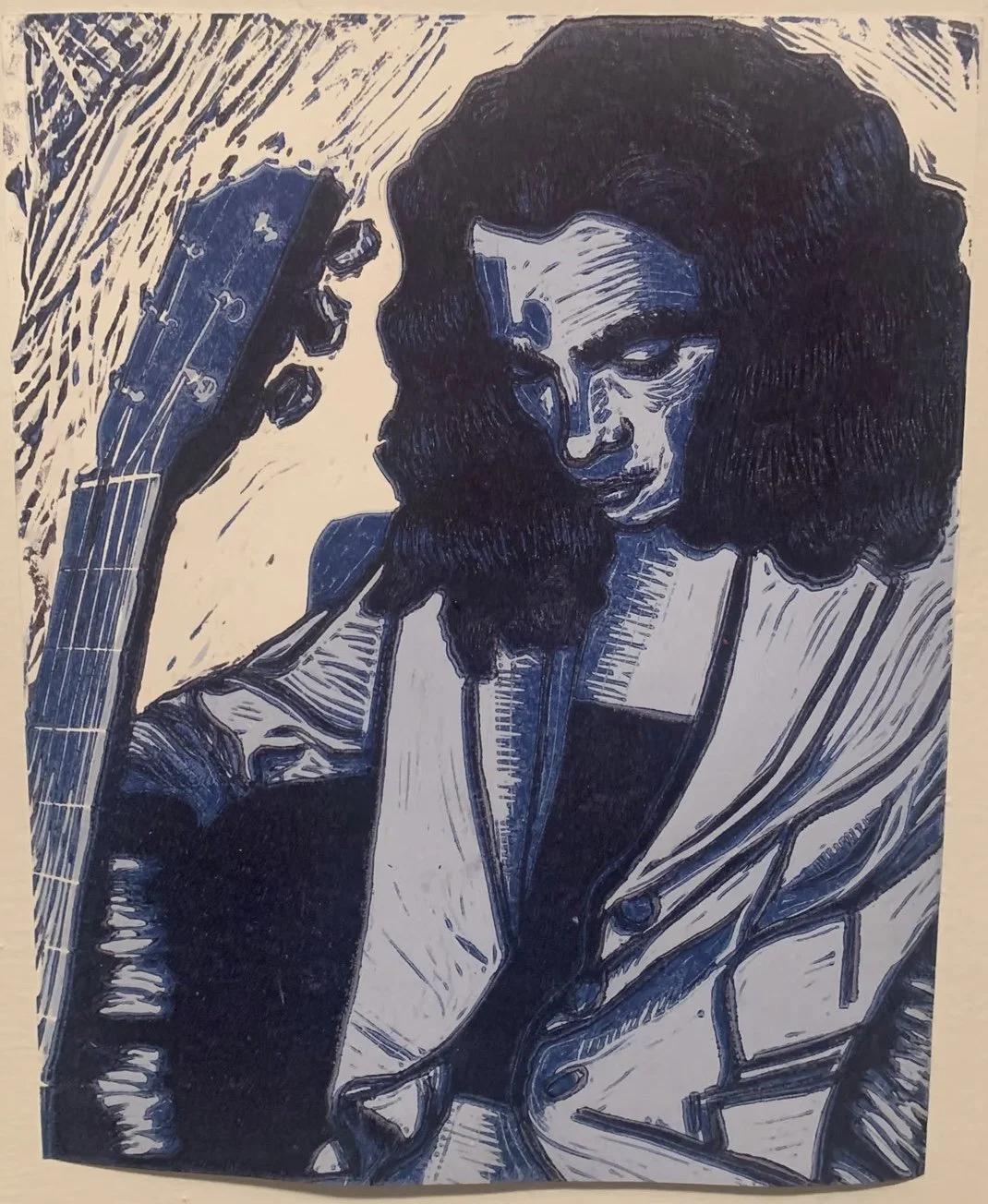 "Jimmy Paige"
Reductive linocut