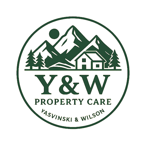 A circular logo featuring mountains, trees, a sun, a house, and the text 'Y&W Property Care' and 'Yasvinski & Wilson'.