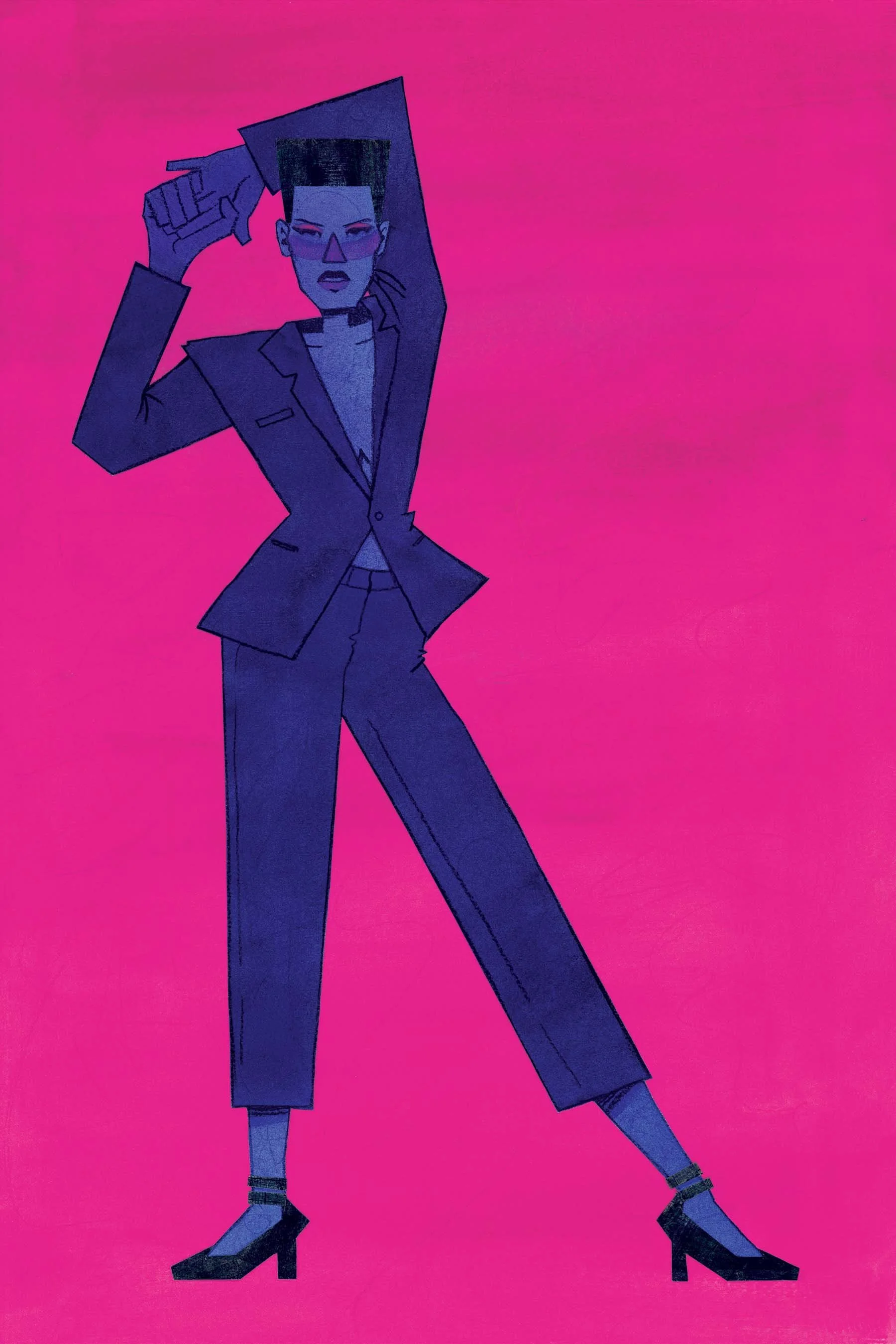 Grace Jones - (Watercolor, Paper-cut, Digital)