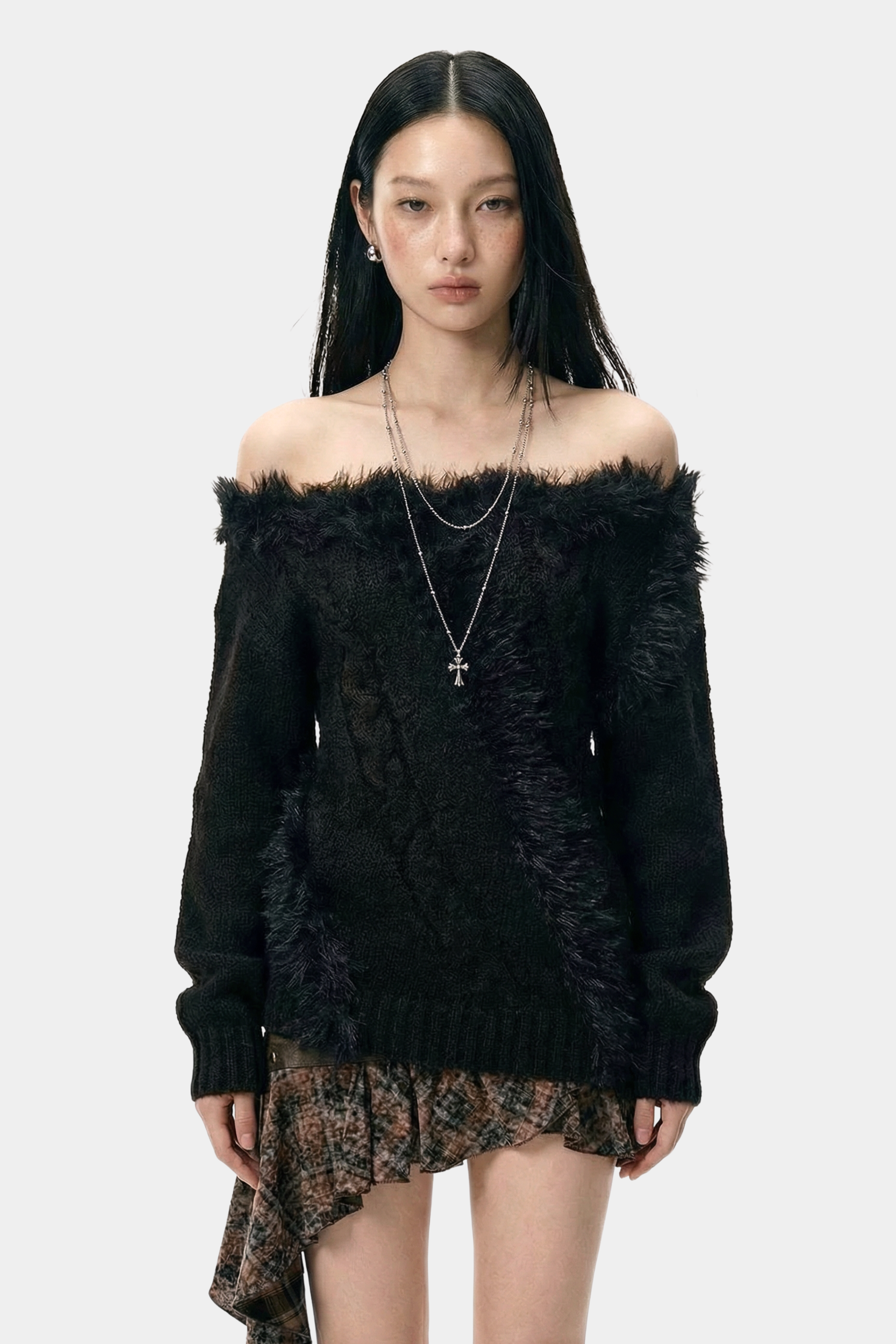 Layered Fleur Cross Necklace