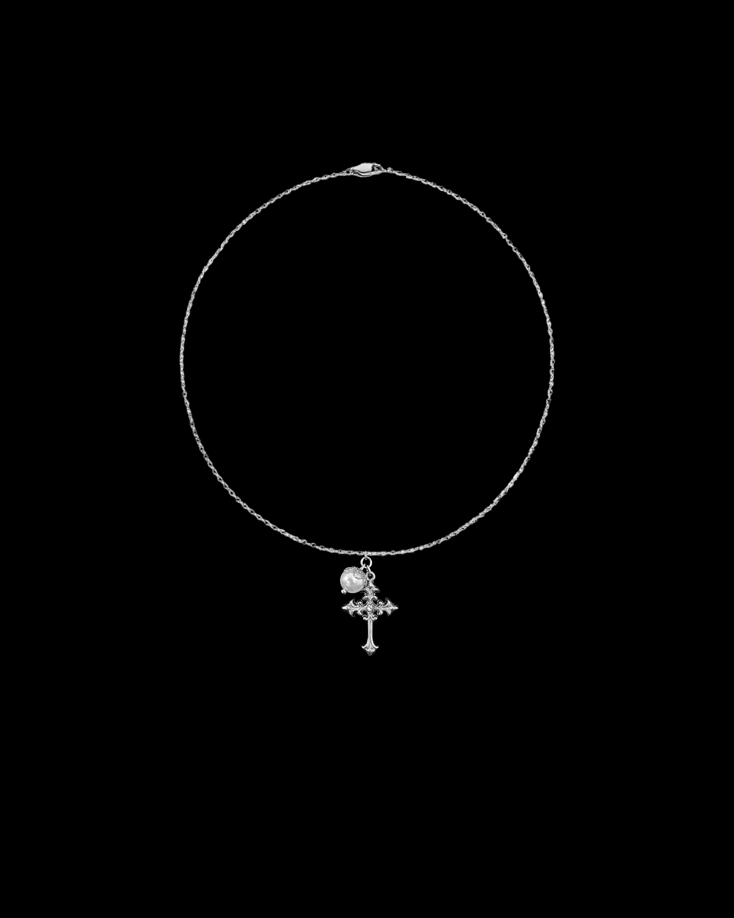 Arcane Cross Pearl Necklace