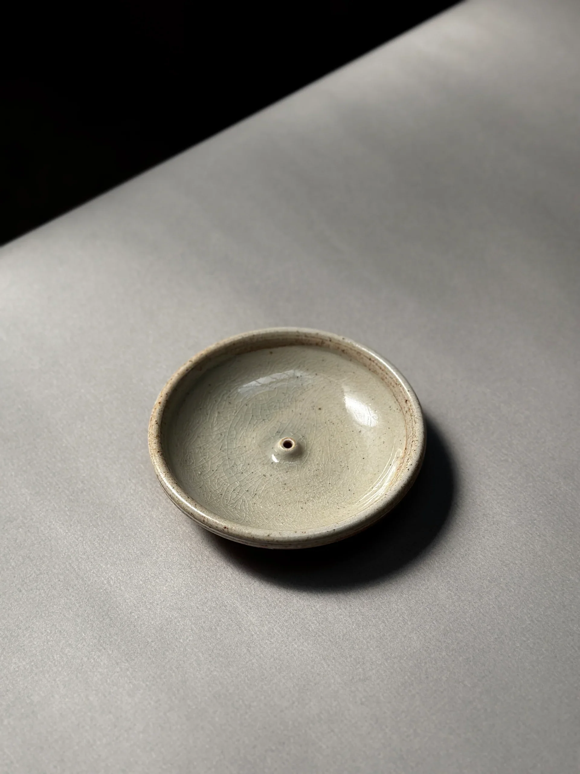 Wood Fired Celedon clay incense holder