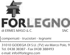 Logo dell'azienda Forlegno con dettagli di contatto e indirizzo