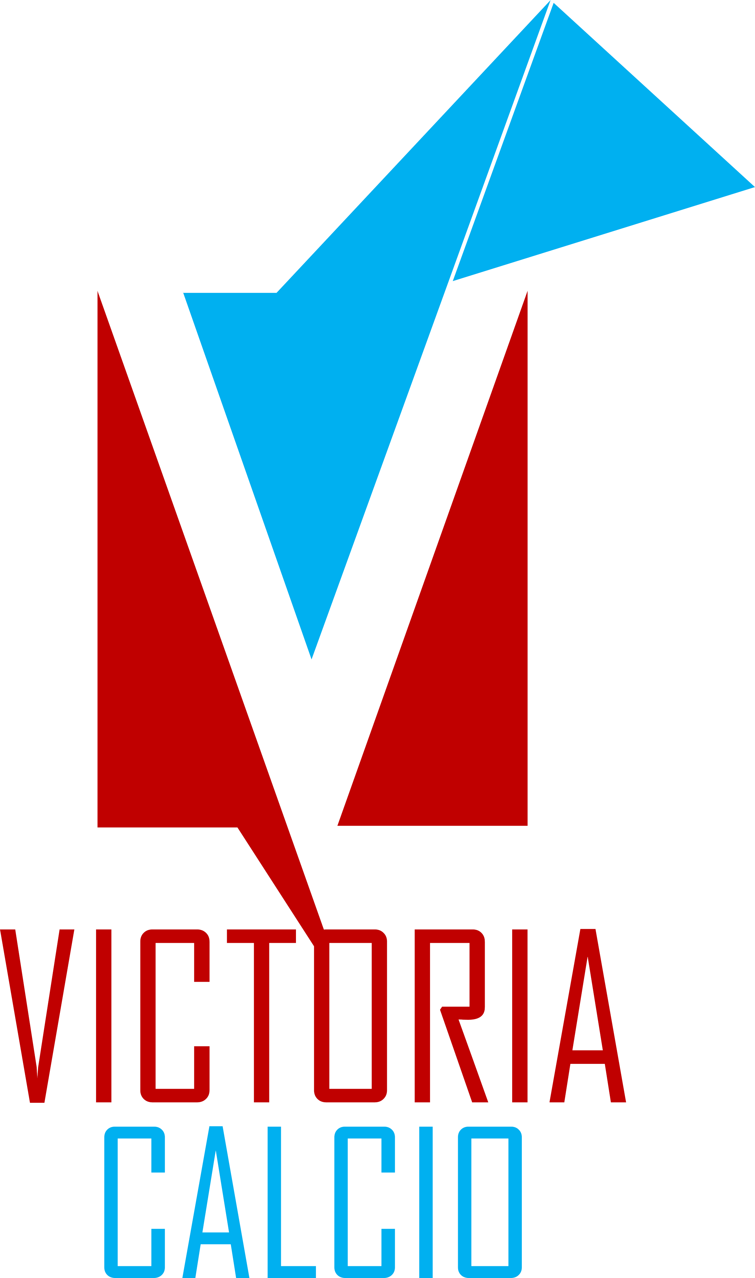 Logo con una figura stilizzata di un calciatore che fa un kick, con colori rosso e blu e la scritta 'Vittoria Calcio'