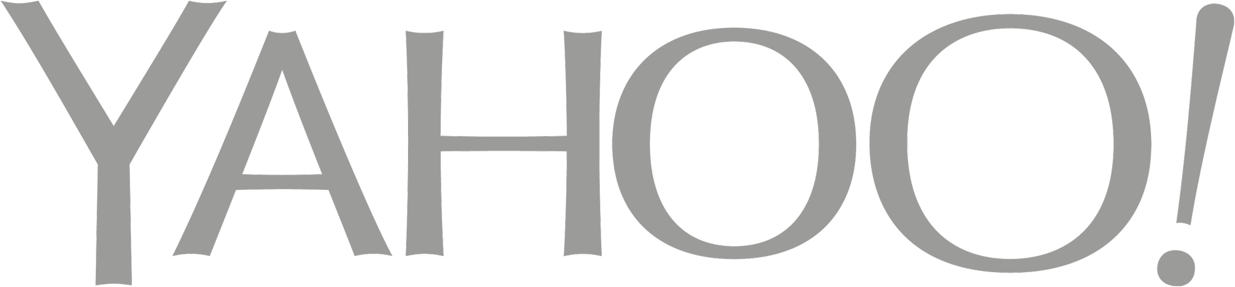 Large gray text spelling 'YAHOO!' on a black background.