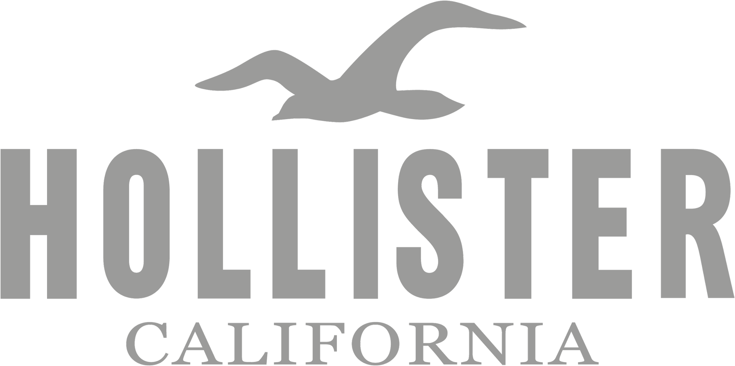 Hollister California logo with a flying seagull above the text.