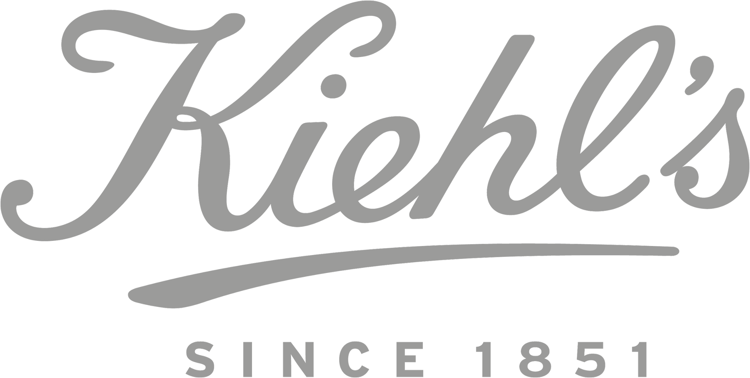 Kiehl's logo with the text 'Kiehl's since 1851' in stylized gray script on a black background.