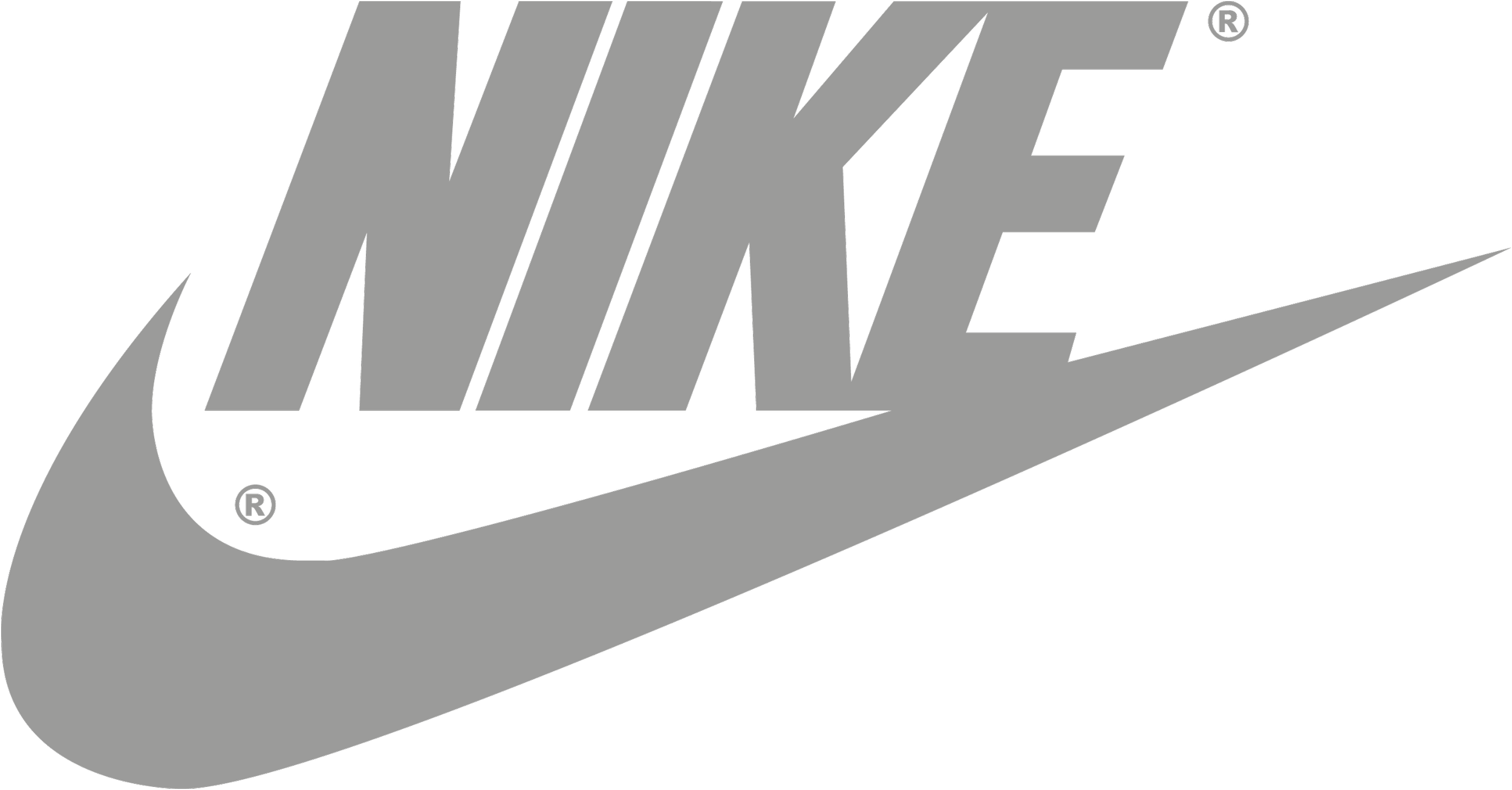 Gray Nike logo with black background and gray swoosh