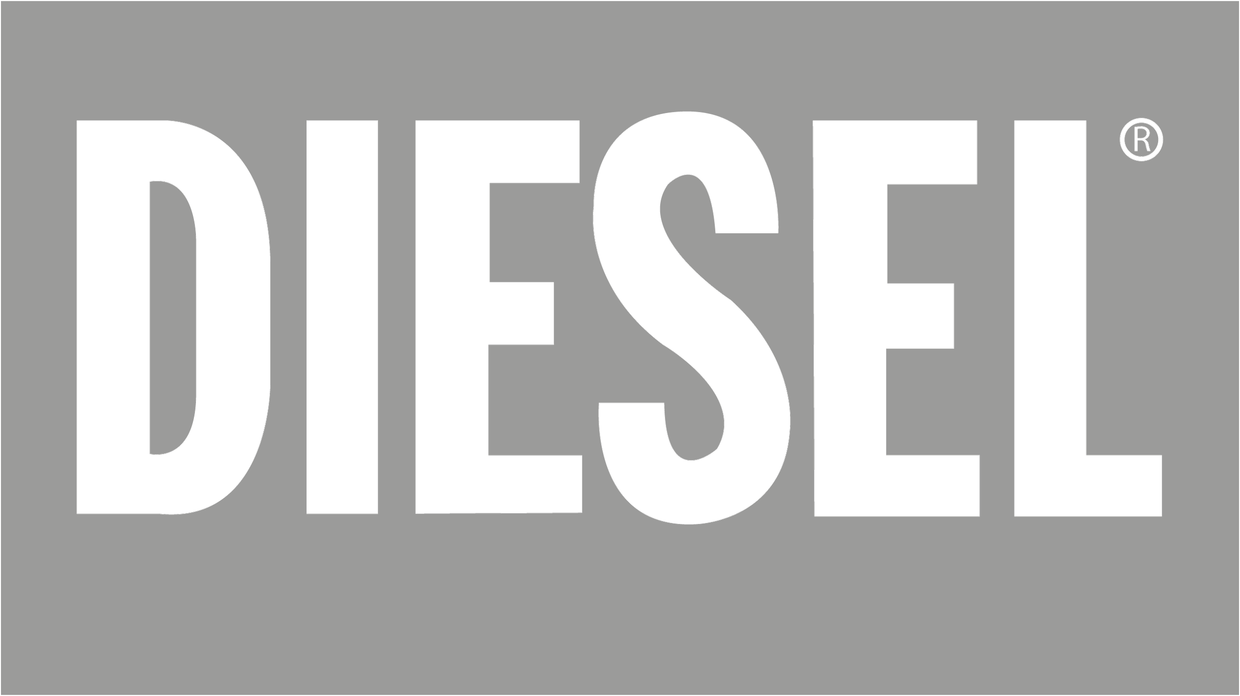 A gray background with the word "DIESEL" in large, bold black letters.