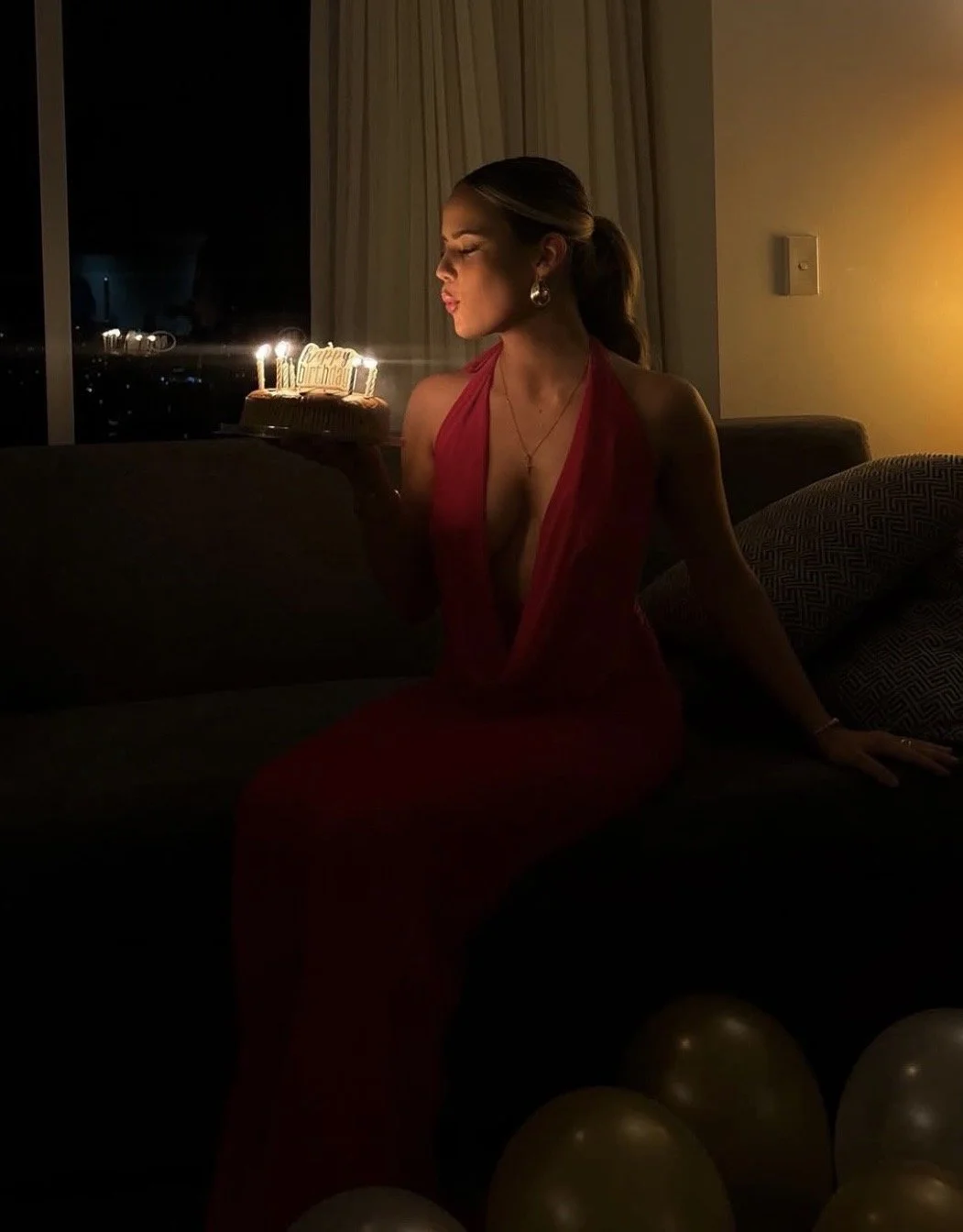 Elysia Mesh Maxi Dress Red | Peppermayo