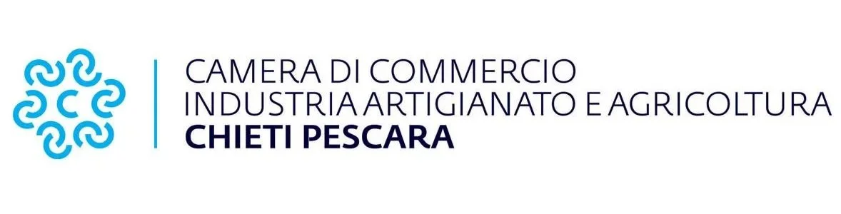 Logo della Camera di Commercio di Chieti Pescara, con simbologia blu e testo in nero e blu.