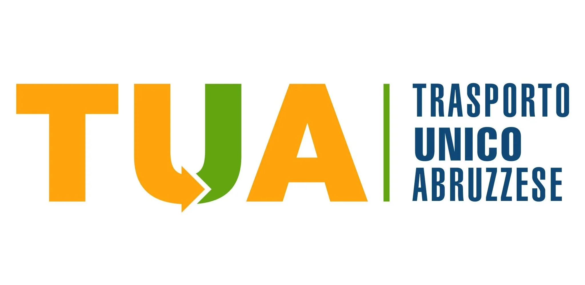 Logo con le parole 'TUA', 'TRASPORTO UNICO ABRUZZESE' in colori verde, arancione e blu.