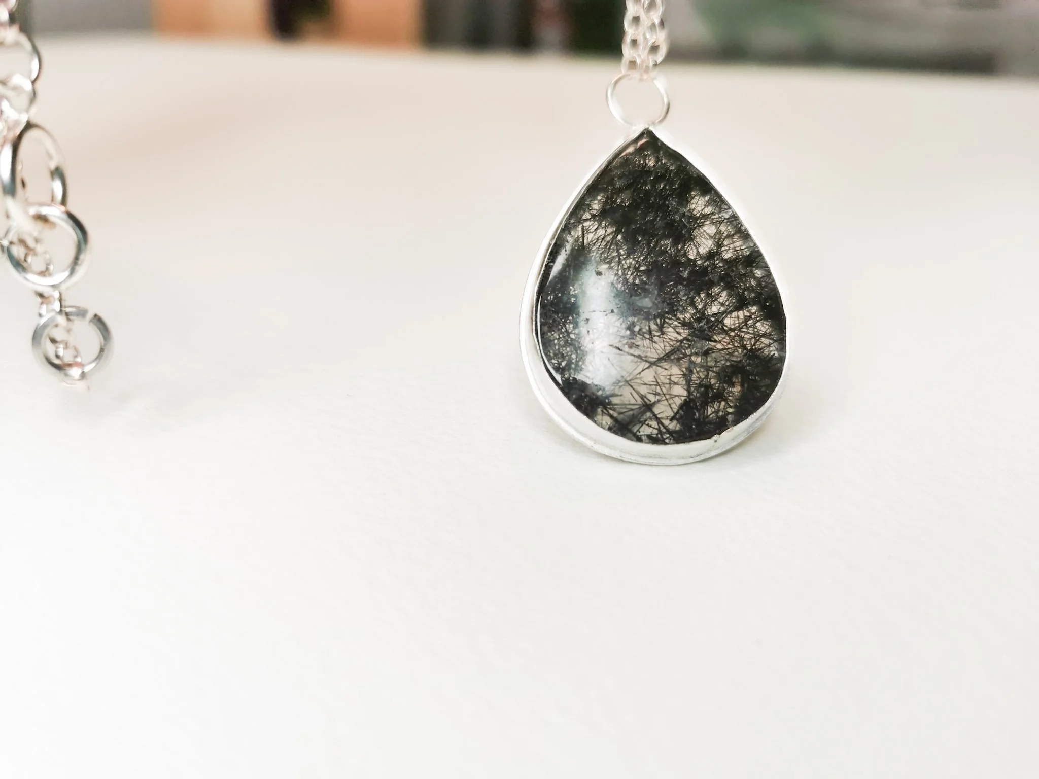 Exquisite Rutile Quartz Teardrop Necklace