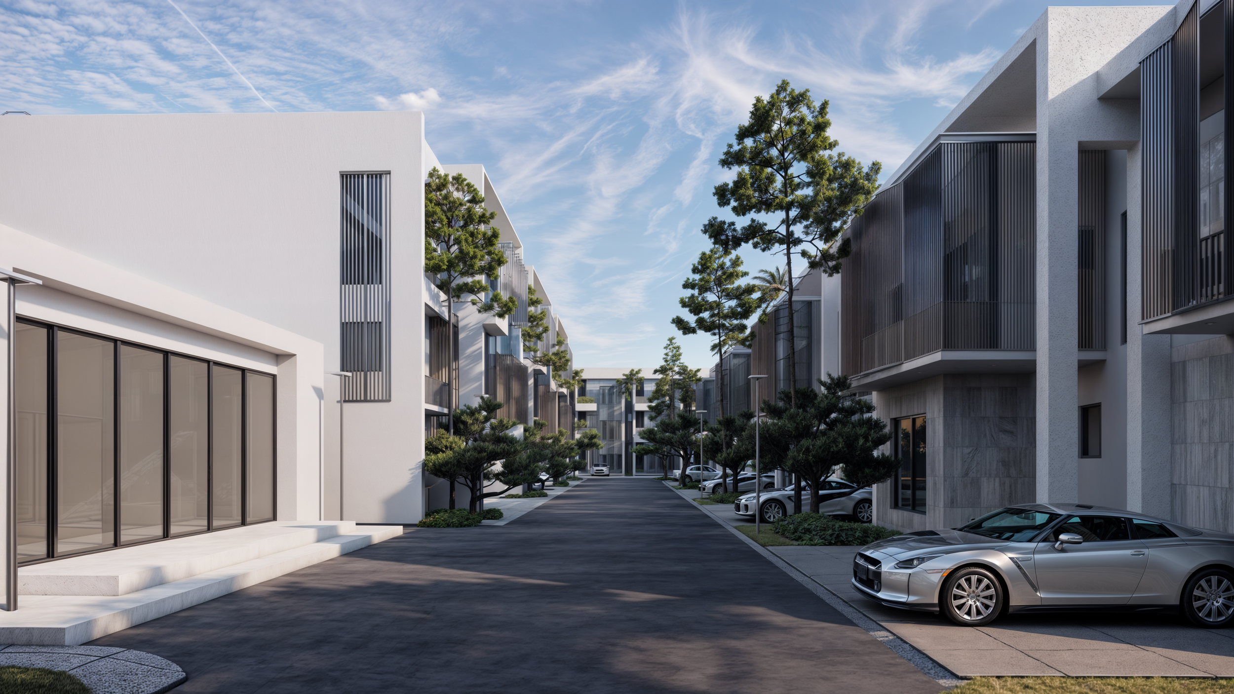 this_image_depicts_a_modern_residential_area_with_contemporary_townhouses_the_buildings_have_sleek_m_6c9f4591-196e-4940-81fb-5a2aab81ee2d.png