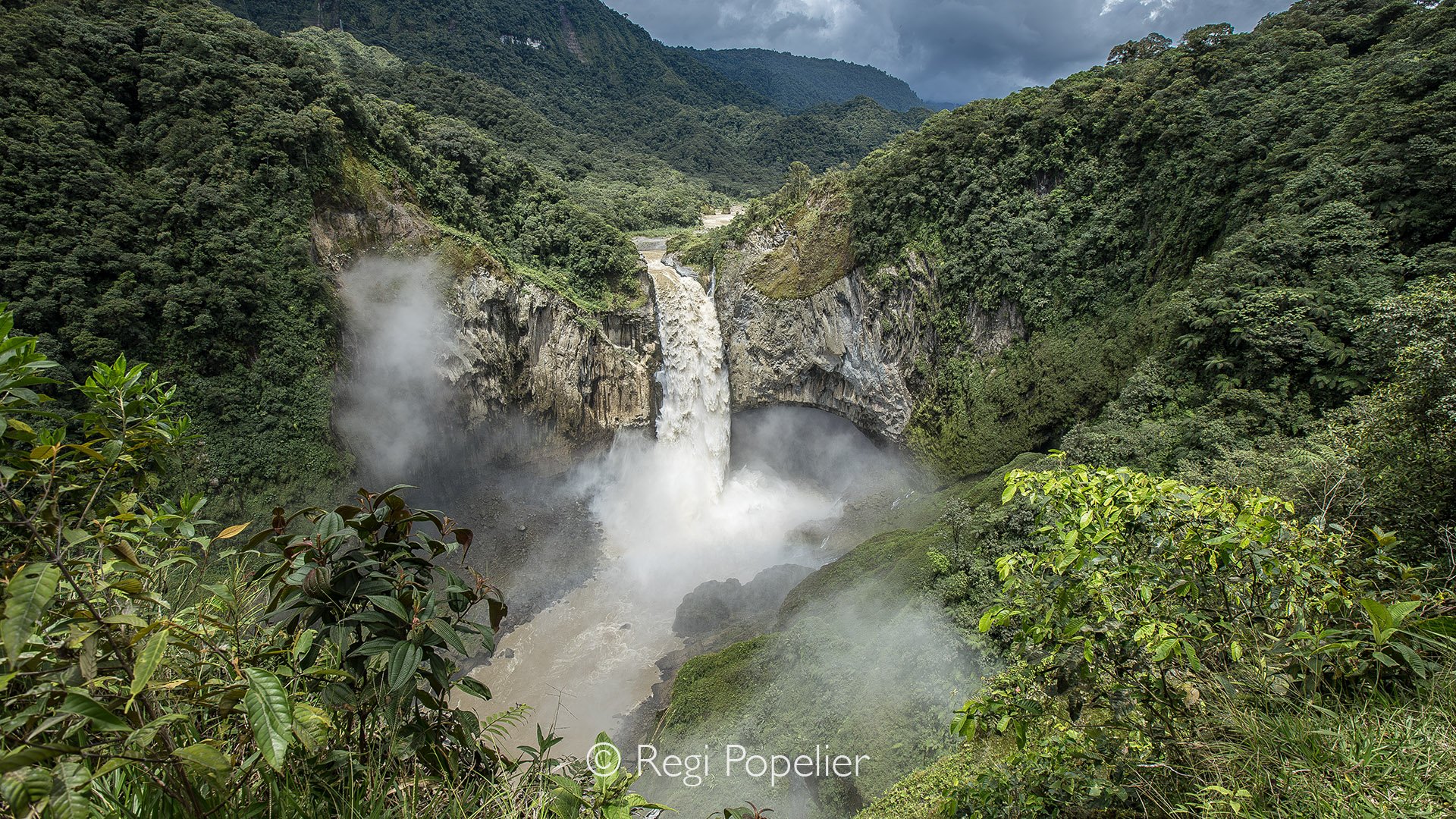 EQ003 - The San Rafael Waterfalls in Ecuador are a breathtaking spectacle, where the powerful cascade and surrounding lush greenery captivate every visitor. So easy to lose track of time, spending hours simply watching the falls or capturing their be
