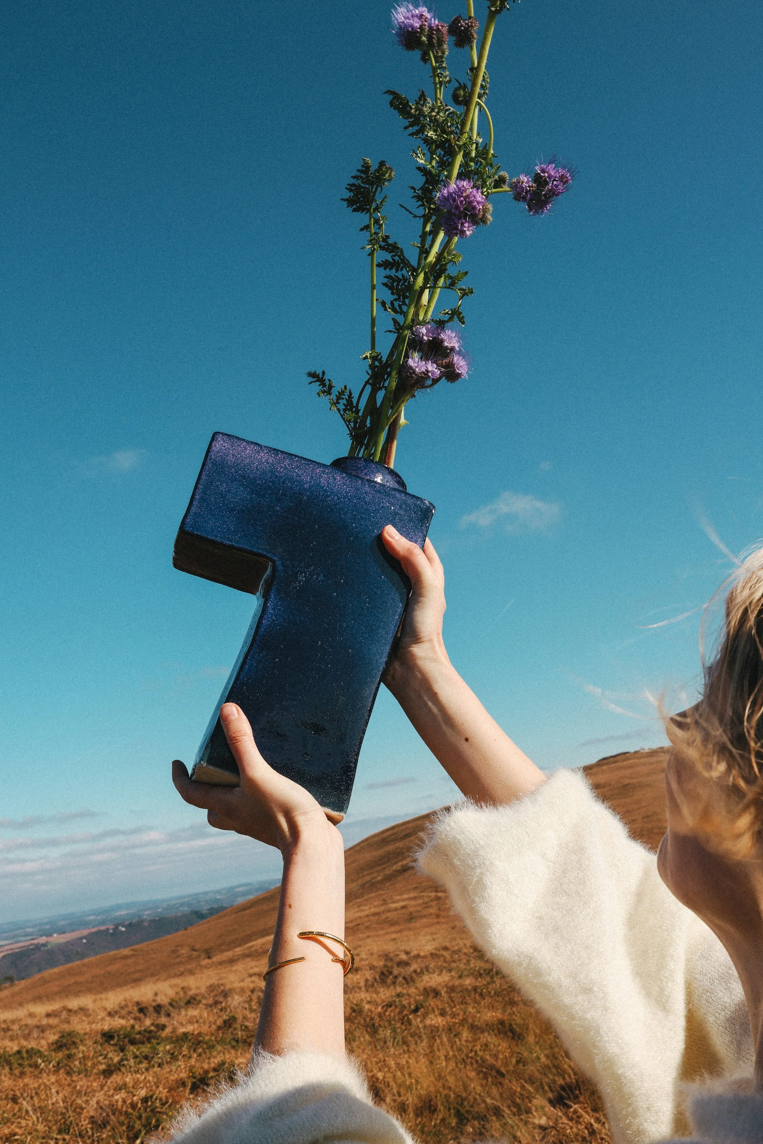 Tower - Medium bleu éclats violets