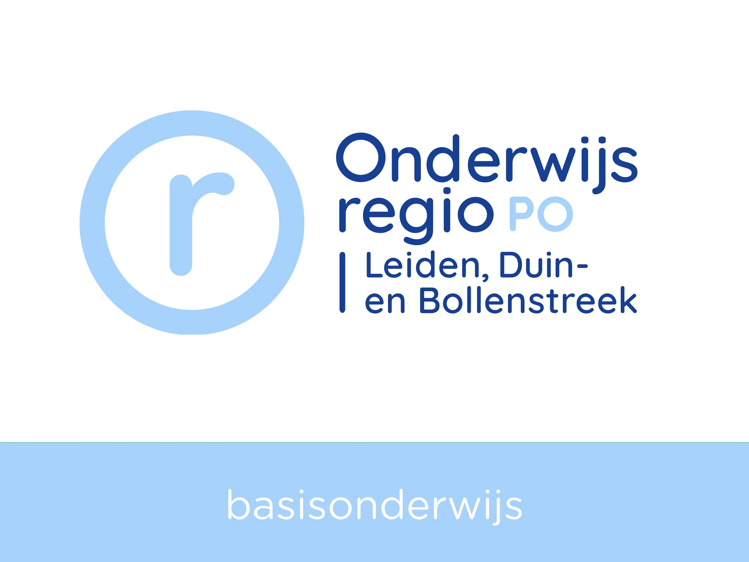 Logo met tekst 'Onderwijs regio Po Leiden, Duin en Bollenstreek' en 'basis onderwijs' onderaan.