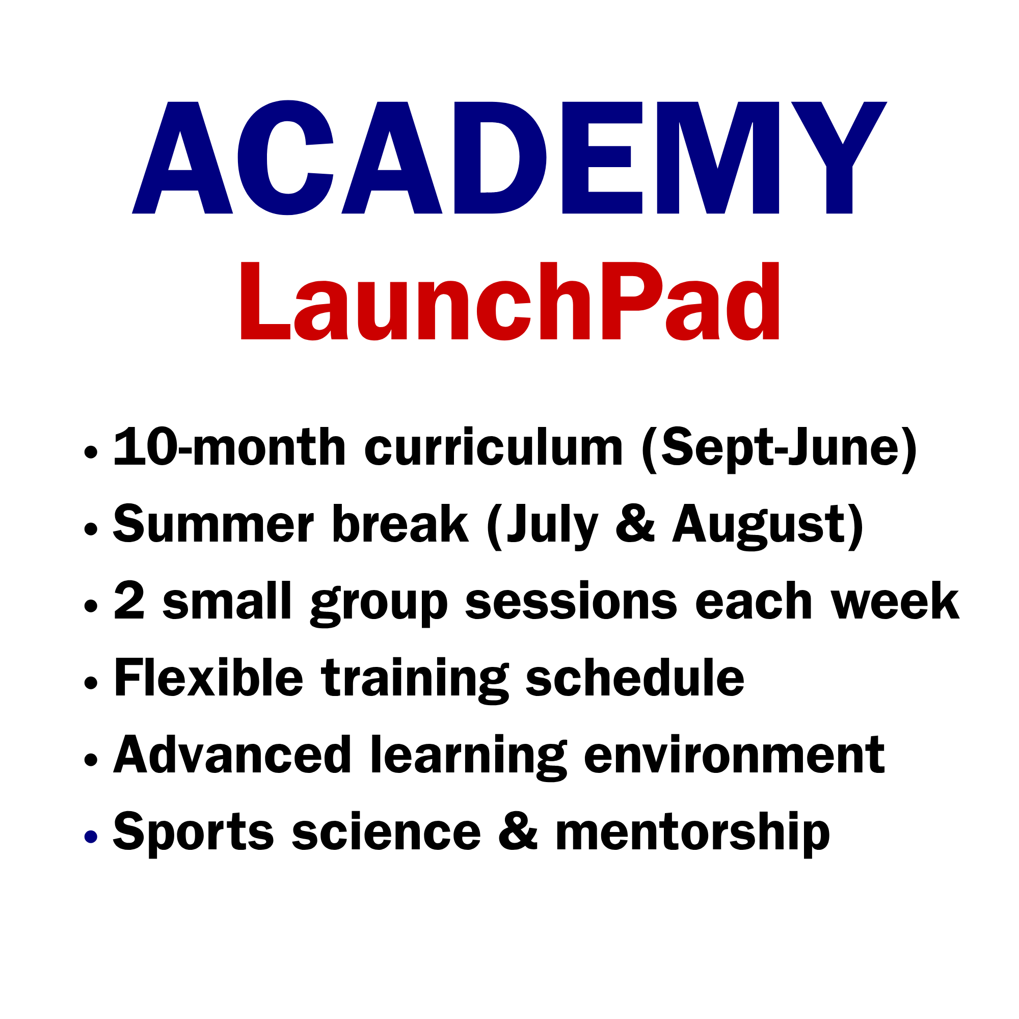 Academy LaunchPad 10-month comprehensive baseball development program