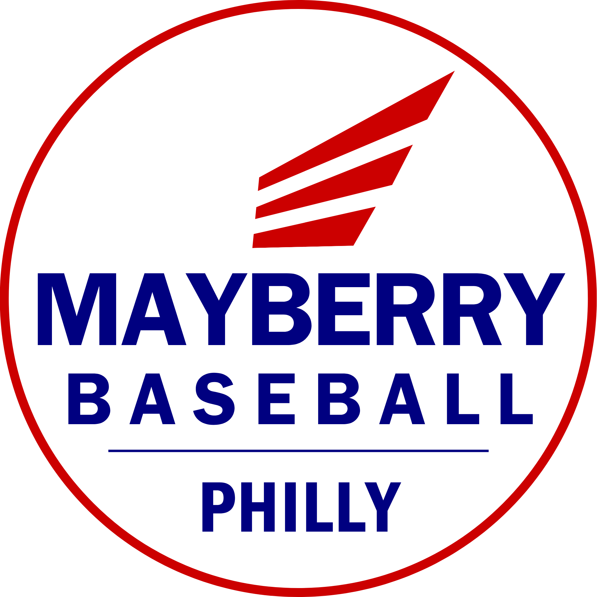 Mayberry Baseball official logo with red speed wing icon