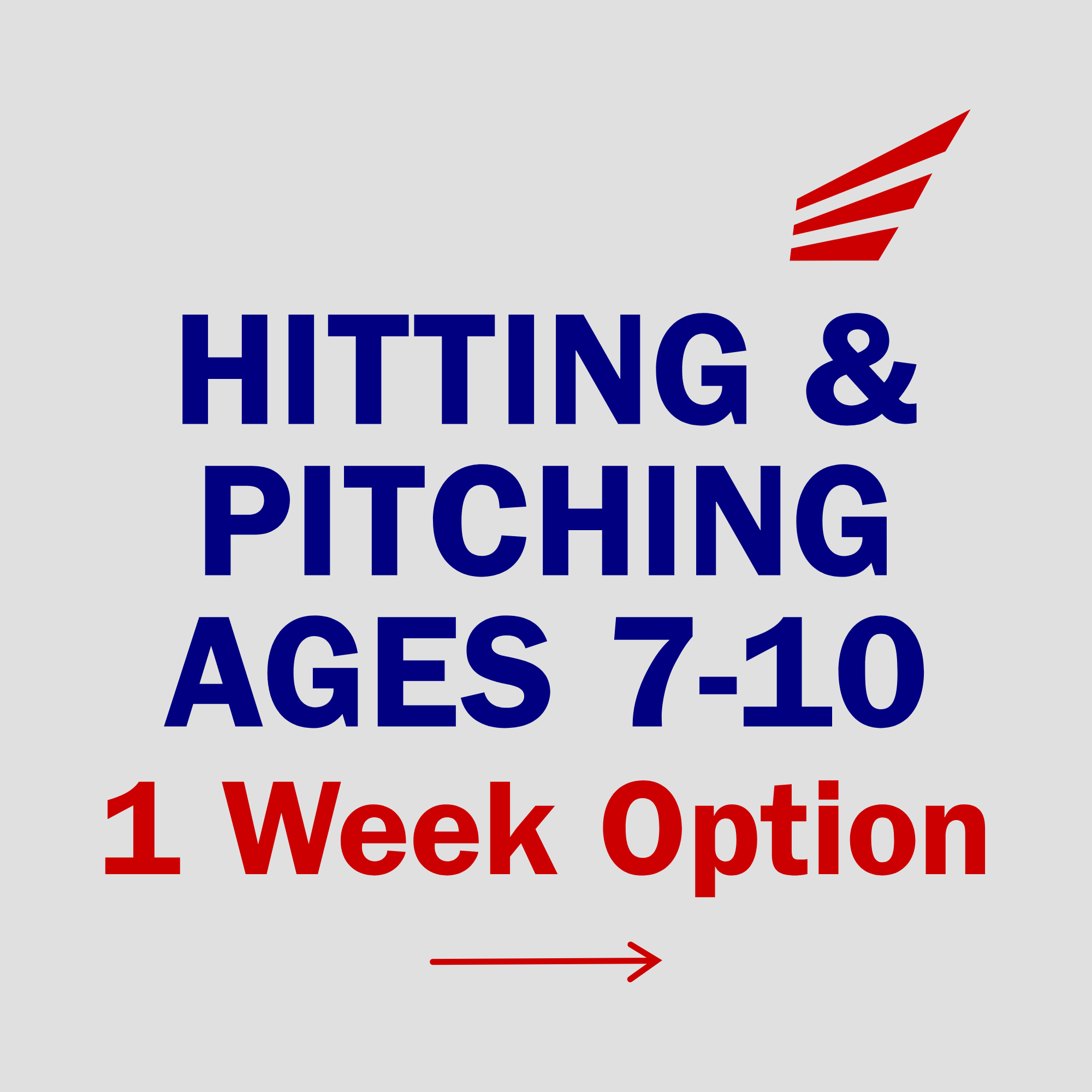 Youth hitting and pitching clinic for ages 7 to 10, 1-week option