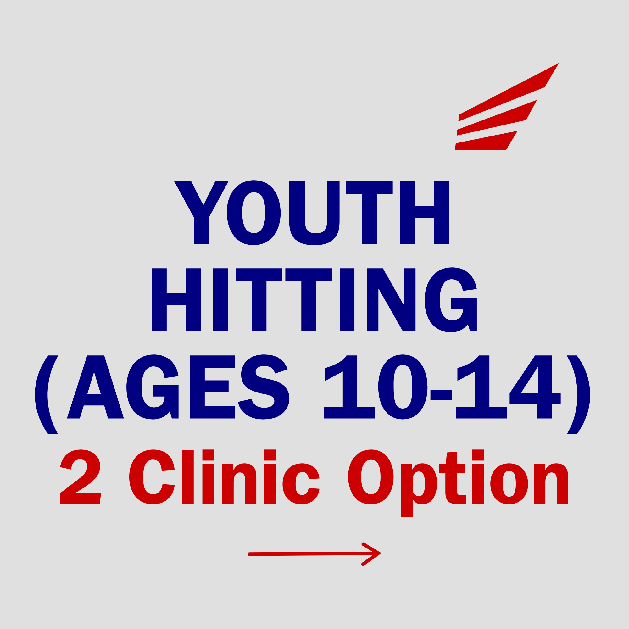 Youth hitting baseball clinic for ages 10 to 14 2-clinic option at Mayberry Baseball