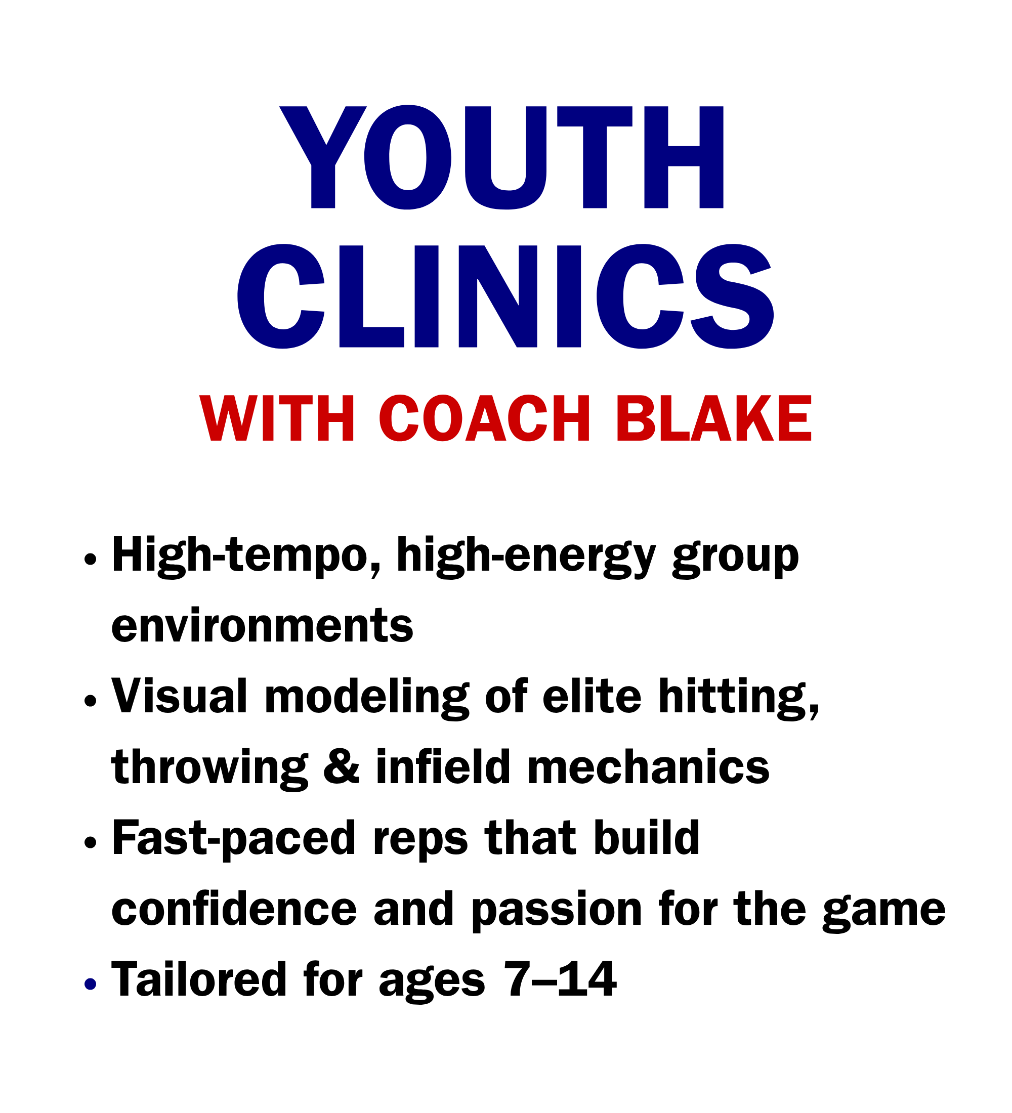 Youth baseball clinics with Coach Blake featuring high-tempo skill development at Mayberry Baseball