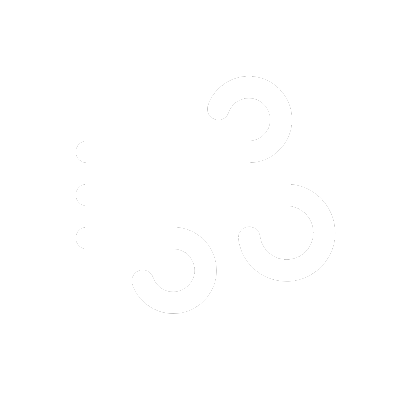 Stylized white lines on a black background resembling a wind or airflow symbol.