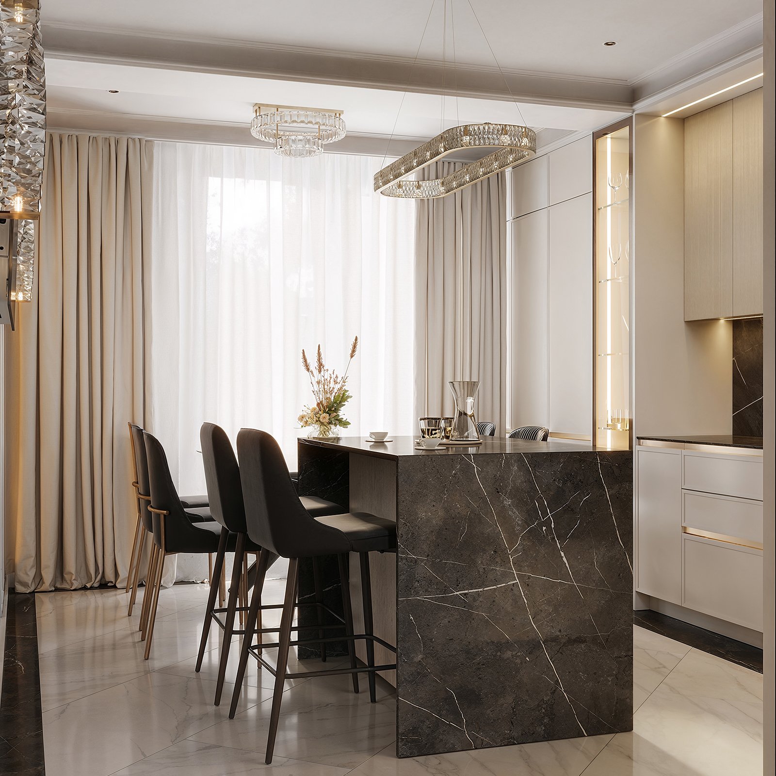 bucatarie-living-insula-mic-neoclasic-modern-pastel-luxos-marmura-alb-negru-design-interior-moldova (3).jpg