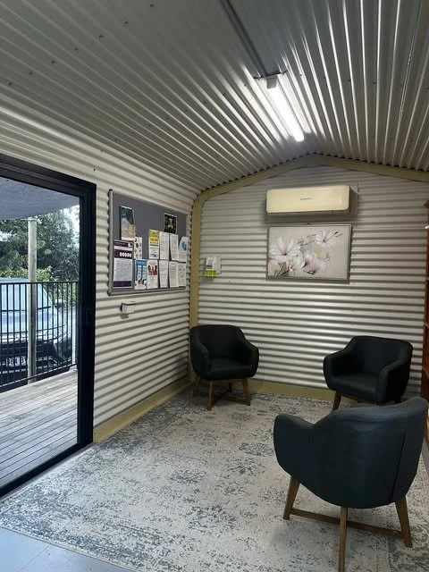 The Hutch — a renovated shipping container office space with exterior deck