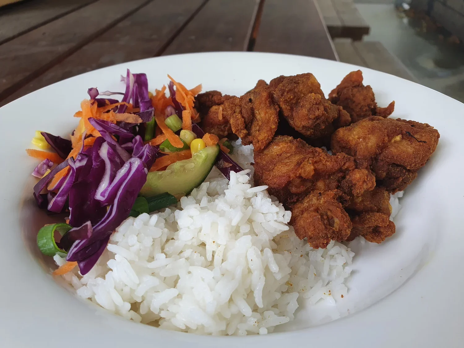 Delicious fried chicken prepared for community lunch