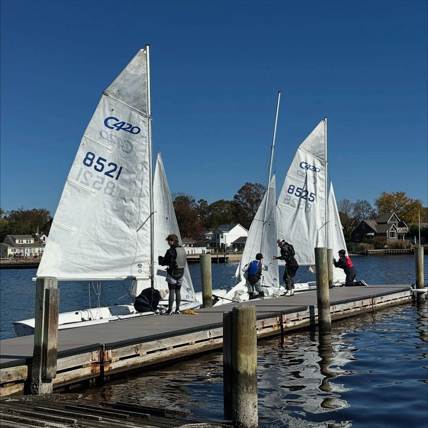 Opti and C420 sailing still going strong in November in New Jersey. 🍁 🍂