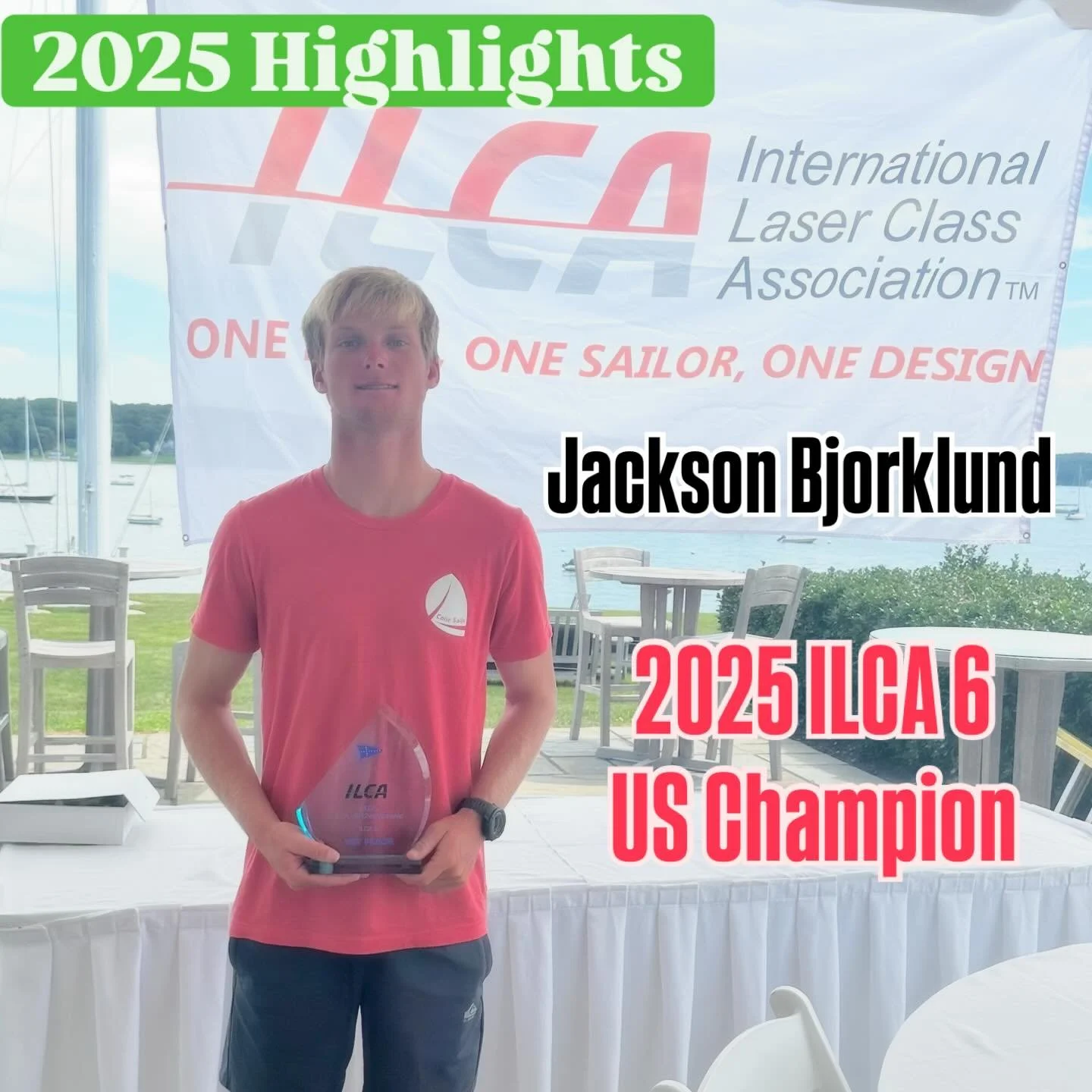 Jackson Bjorklund (Seaside Park, NJ/Indialantic, FL) won the 2025 ILCA 6 US Championship hosted by Seawanhaka Corinthian Yacht Club in June. Jackson finished the regatta with straight 1️⃣s, earning a spot at the 2026 ILCA 6 World Championship in Vila