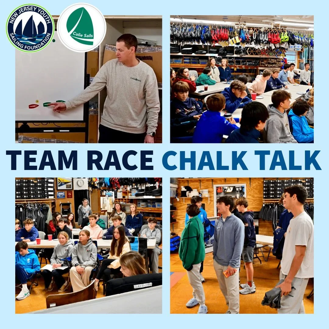 🌊 Team Race Chalk Talk! ⚓

On January 10, 24 young sailors (ages 11&ndash;24) gathered at Colie Sails for a 90-min session with Clay Johnson. 

Sailors dug into race strategy, winning combinations, starting tactics, and practice drills&mdash;taking 