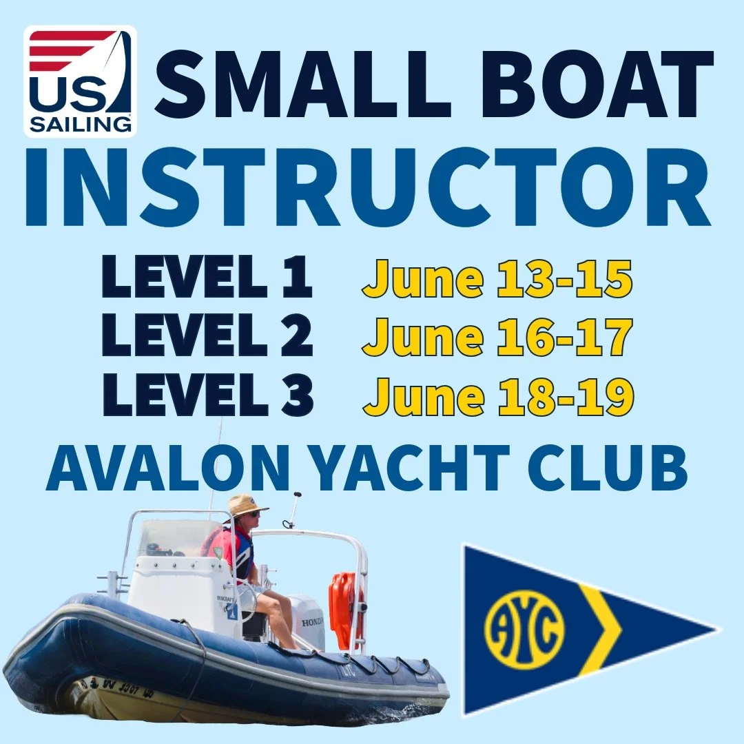 📚Ready to take the next step as a coach? Avalon Yacht Club is hosting a full series of US Sailing Small Boat Instructor courses in June 2026.
 
Course Schedule:
✅ Level 1: June 13-15 (Instructor: Jana Odou)
✅ Level 2: June 16-17 (Instructor: Steve M