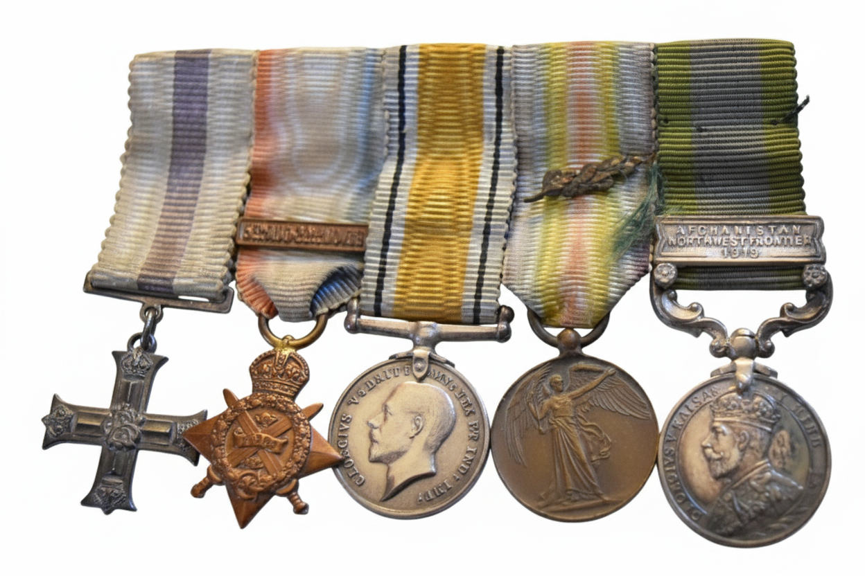 WW1 Gallantry Miniature Military Cross group of five medals