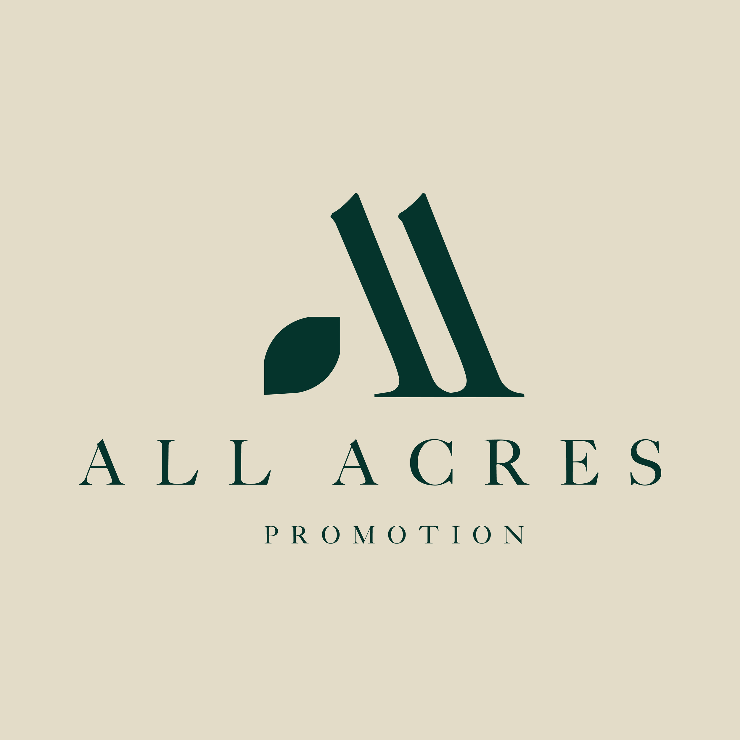 Logo for All Acres Promotion featuring a stylized open book with a leaf, and the text 'ALL ACRES' and 'PROMOTION' beneath.