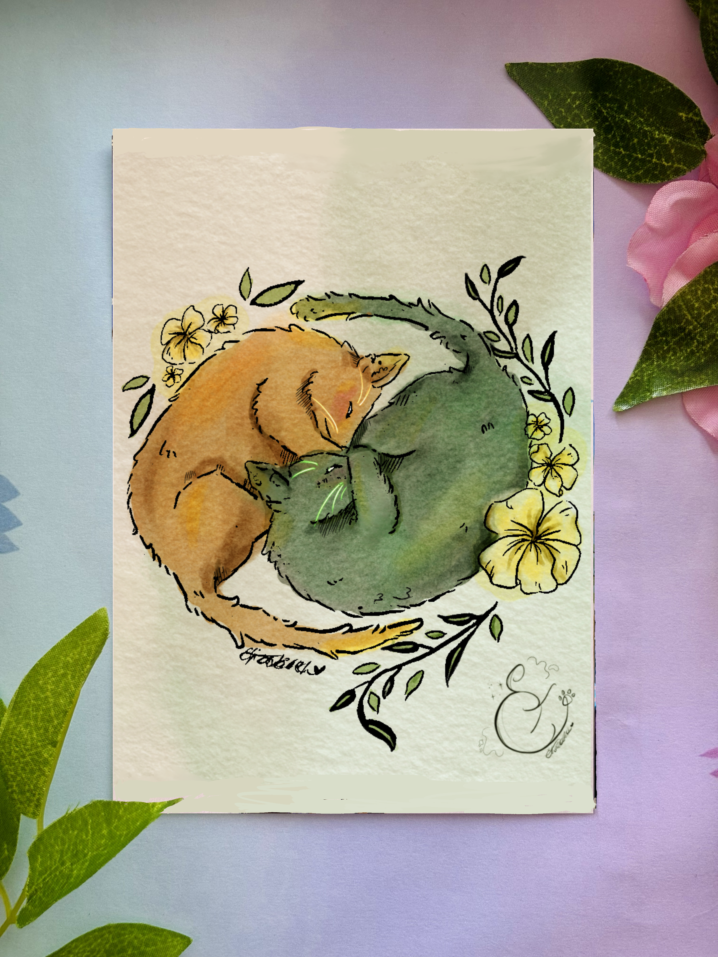 Autumn Cats Postcard