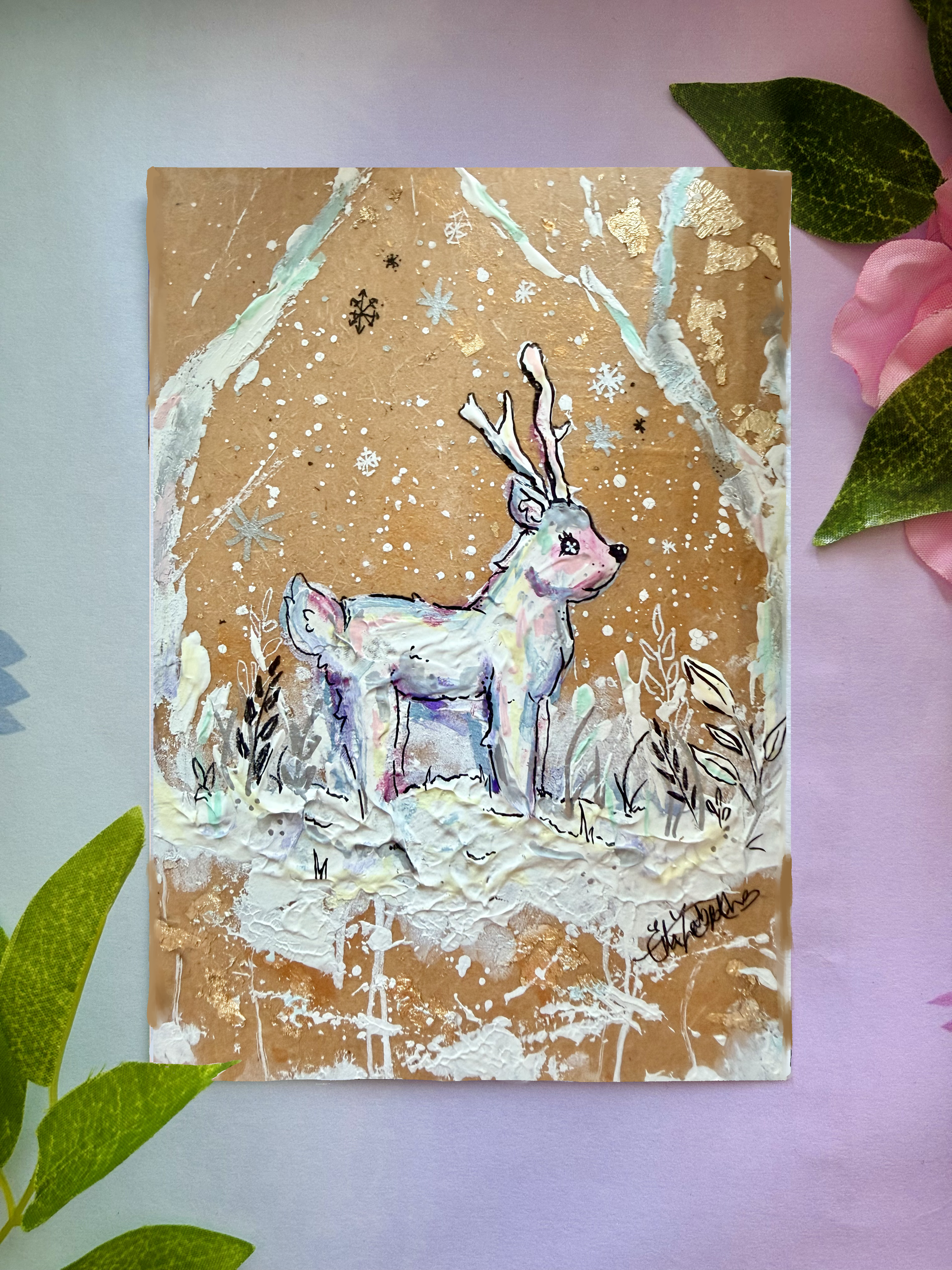 Snow Deer Postcard