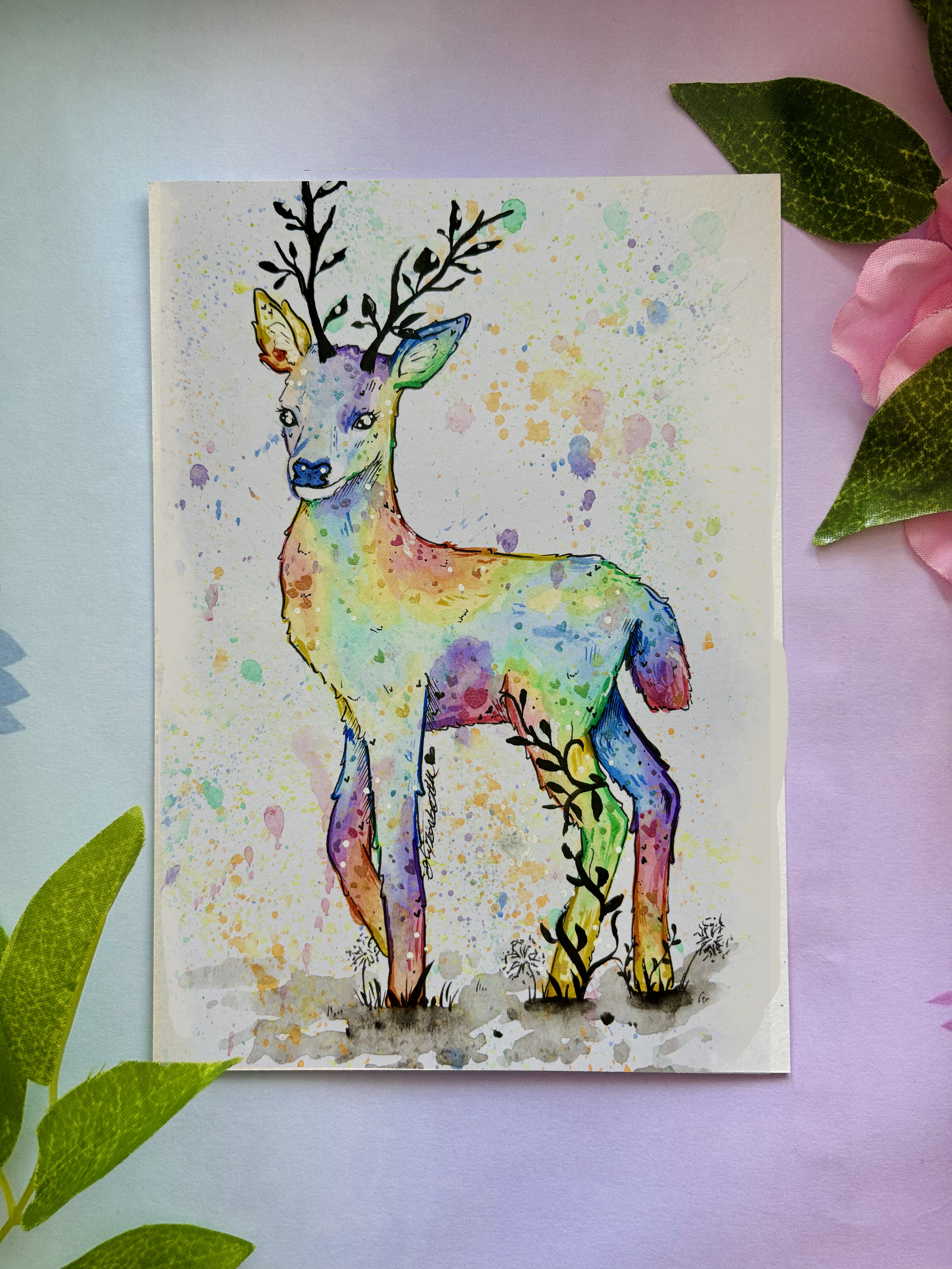 Rainbow Deer Postcard