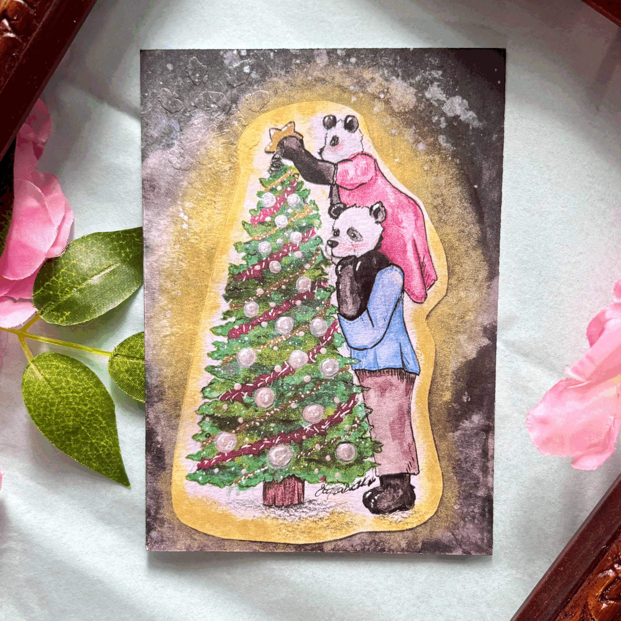 Panda Christmas Postcard