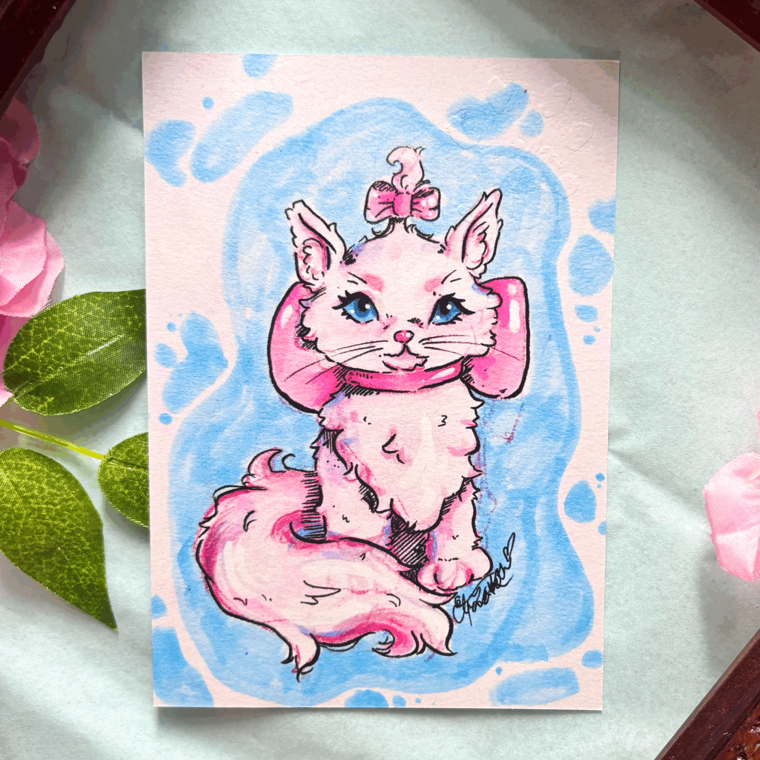 White Kitty Postcard
