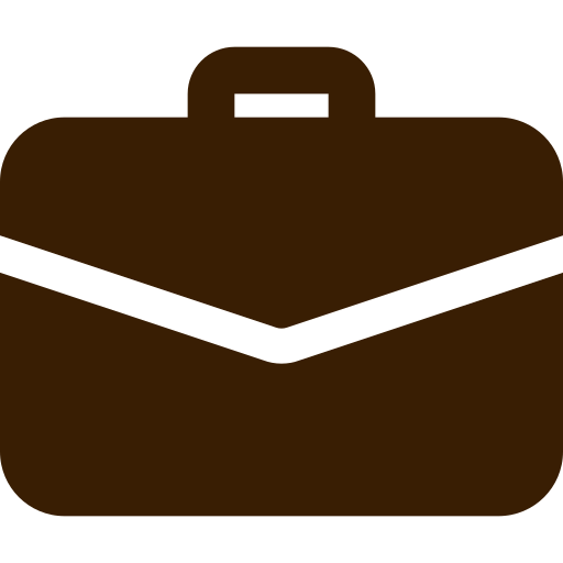 Icon of a brown briefcase with a handle on top.