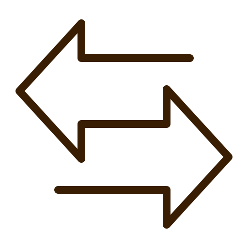 A black and brown left and right arrow icon