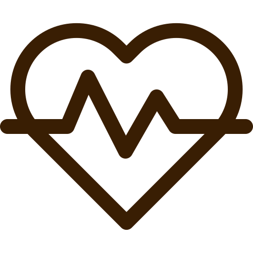 A brown heart with a heartbeat line inside it.