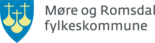 Logo of Møre og Romsdal County Municipality featuring a shield with three yellow crosses.