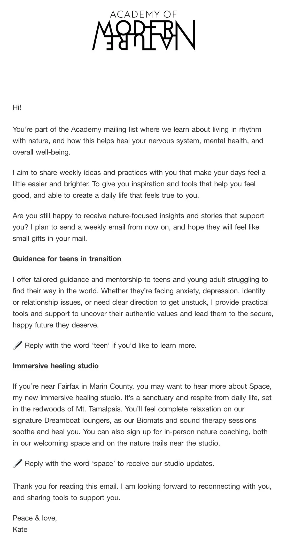 A screengrab from a B2C email I wrote for a client