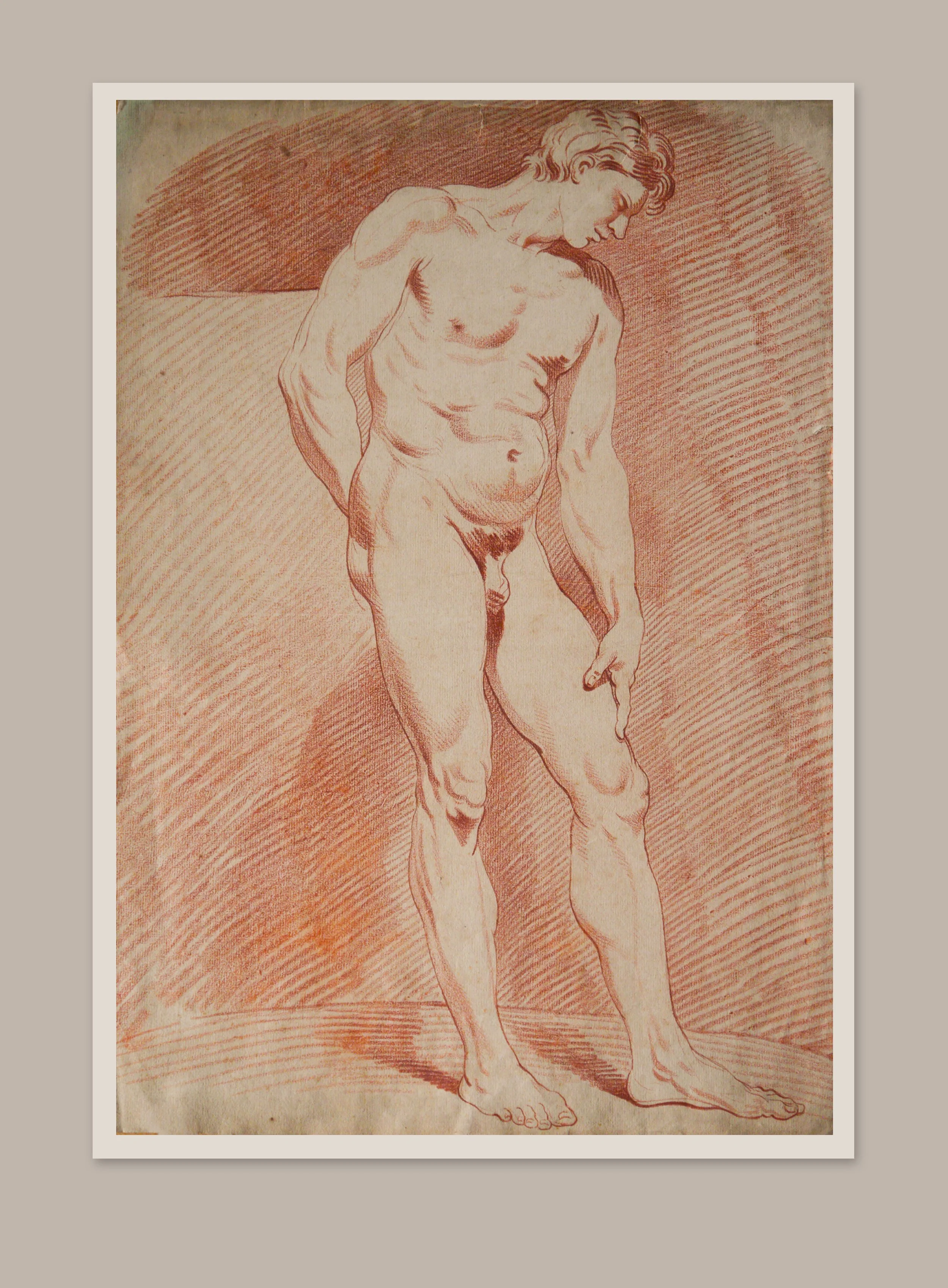 Male Academy Nude Drawing - Attributed to Edme Bouchardon