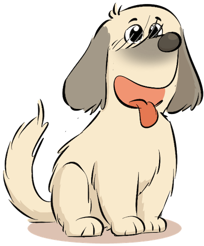 Dessin d'un chien berger des pyrénées, il est heureux