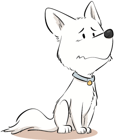 Dessin d'un chien berger blanc suisse qui est anxieux