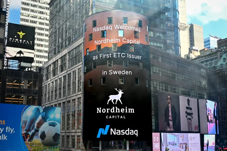 Nasdaq-tornet på Times Square i New York välkomnar Nordheim Capital som första ETC-emittent i Sverige